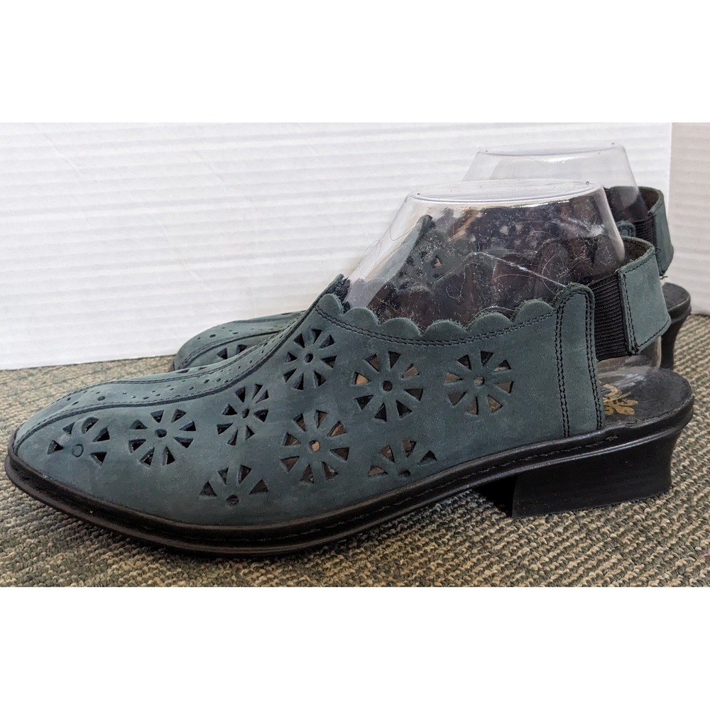 Rieker Womens Blue Suede Slingback Wedge Shoes 40 Antistress Cut Out‎ Low Heels - Picture 4 of 6